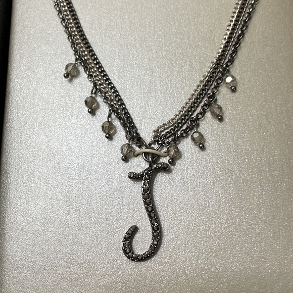 Simply Vera Wang Necklace “J“ Initial Layered Crystal Stones - Picture 3 of 4